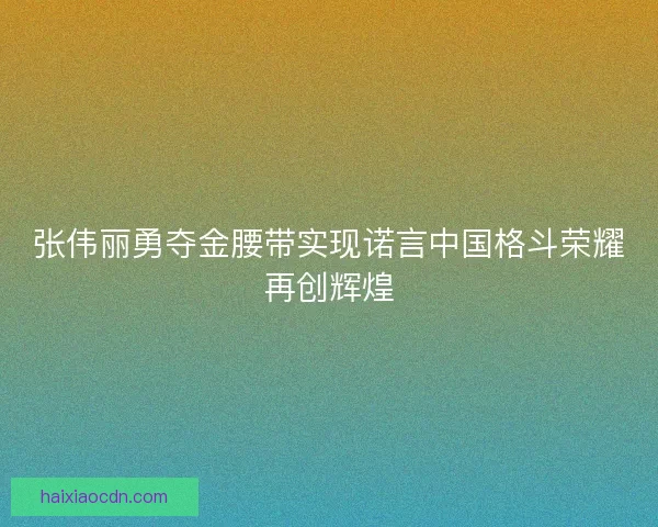 张伟丽勇夺金腰带实现诺言中国格斗荣耀再创辉煌